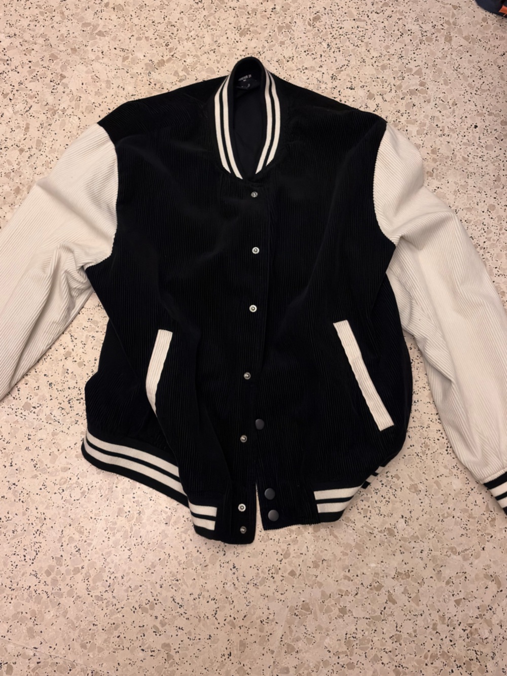 Black and White Varsity Jacket - Women's Bomber